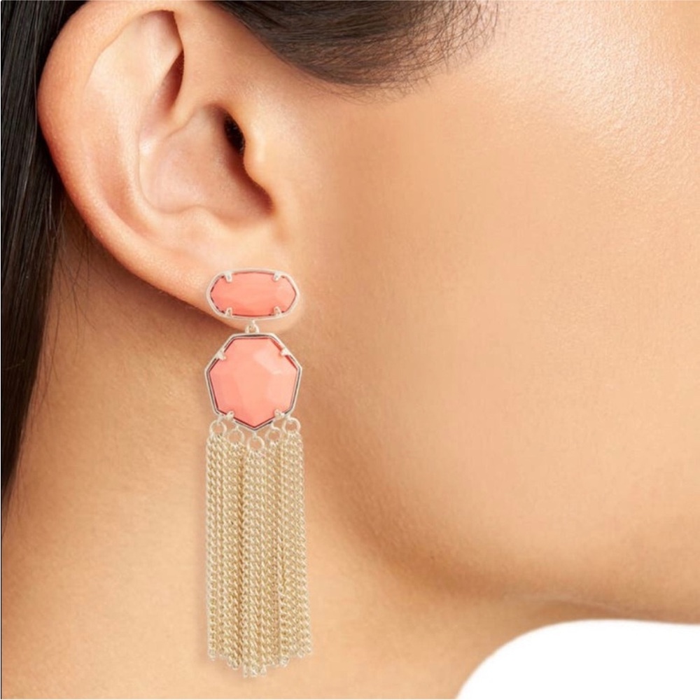 Kendra Scott Tassel Elegant Coral and Gold Dangle Earrings